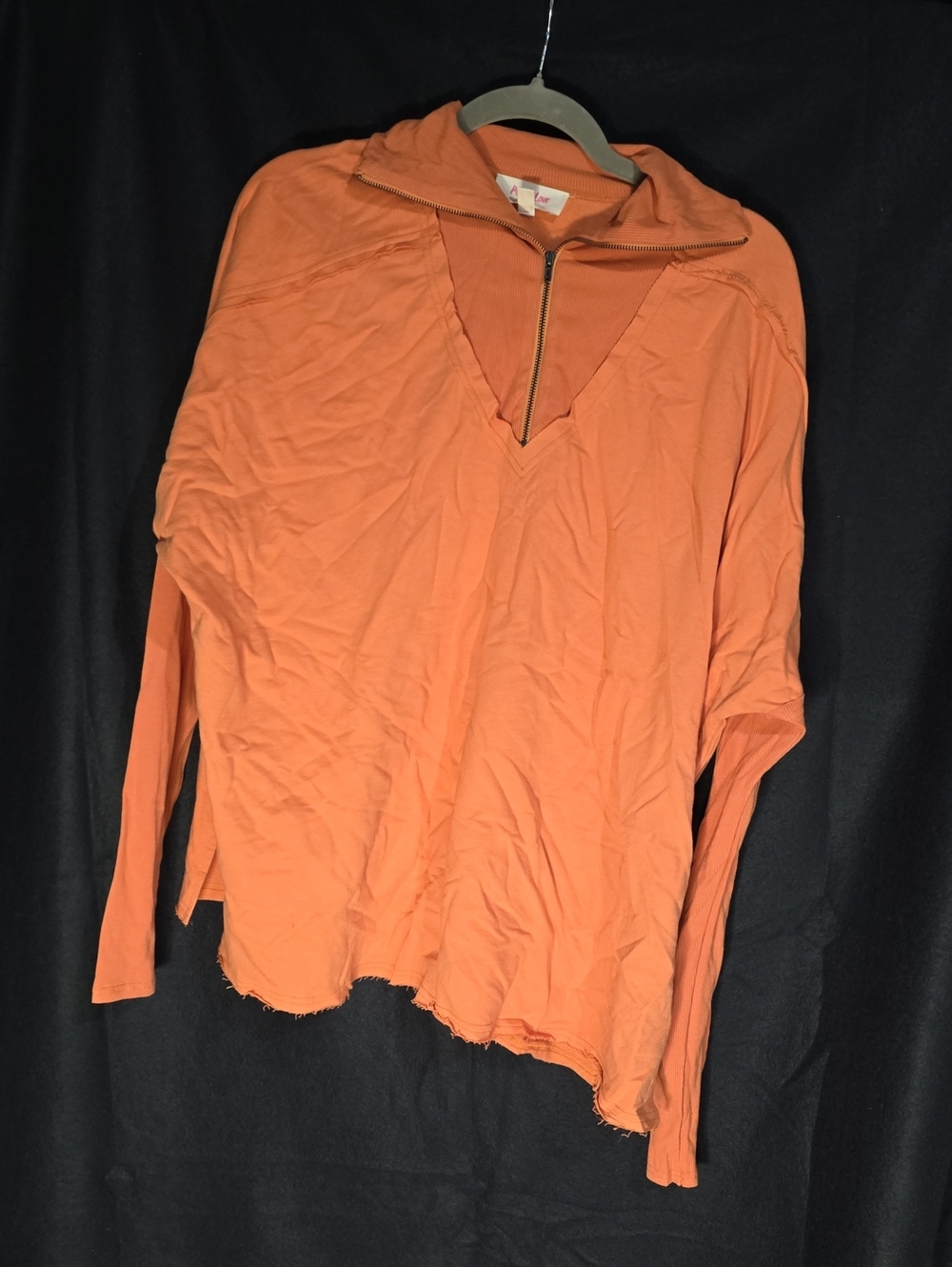 Peach Love California Orange Quarter-Zip Hoodie Top